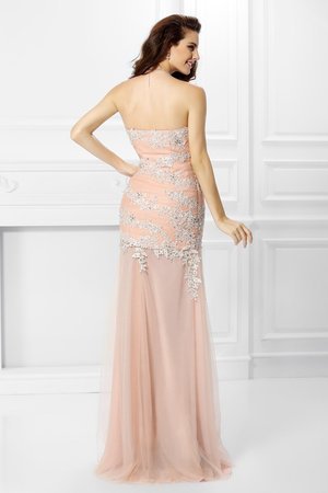 Robe de bal naturel longue jusqu'au sol manche nulle avec chiffon