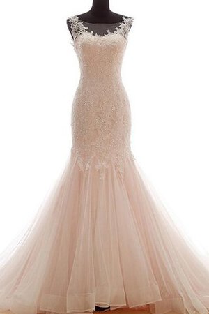 Robe de mariée textile en tulle en dentelle de traîne courte cordon avec perle