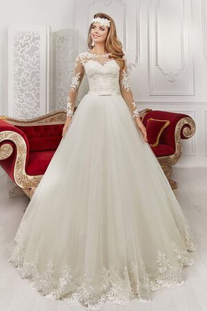 Robe de mariée intemporel sobre de traîne courte a-ligne appliques