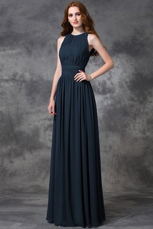 Robe demoiselle d'honneur longue manche nulle avec chiffon ruché ligne a