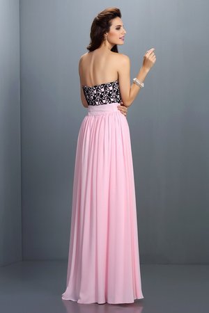 Robe de soirée longue manche nulle en chiffon avec décoration dentelle ligne a