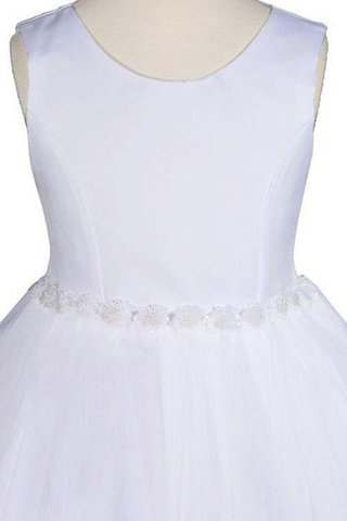 Robe cortège fille en tulle avec fleurs manche nulle encolure ronde ligne a