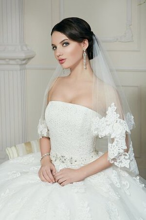 Robe de mariée facile avec lacets jusqu'au sol appliques avec perle