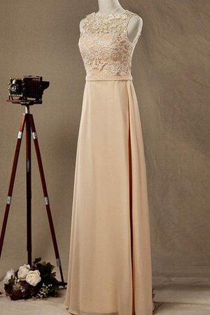 Robe demoiselle d'honneur longue naturel en chiffon avec décoration dentelle jusqu'au sol