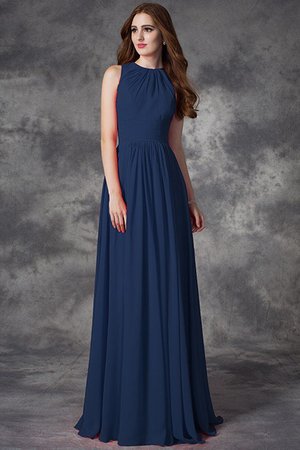 Robe demoiselle d'honneur naturel longue au niveau de cou de princesse en chiffon