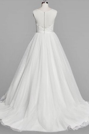 Robe de mariée naturel ligne a avec manche épeules enveloppants de traîne moyenne en tulle