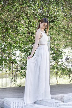 Robe de mariée naturel plissage fermeutre eclair a-ligne longueur au ras du sol