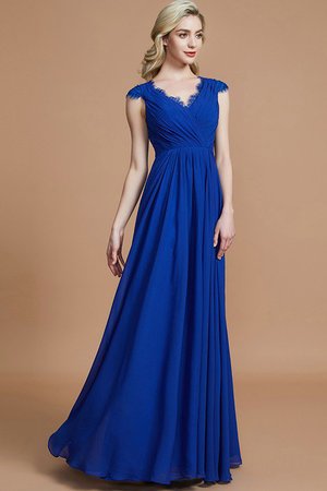 Robe demoiselle d'honneur naturel avec chiffon v encolure de princesse ligne a