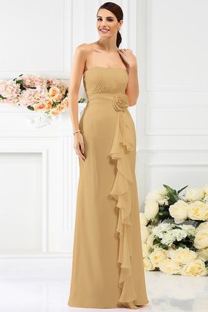 Robe demoiselle d'honneur longue avec chiffon avec fleurs fermeutre eclair en forme