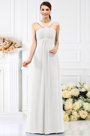 Robe demoiselle d'honneur longue plissé a-ligne en chiffon fermeutre eclair