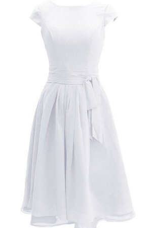 Robe demoiselle d'honneur courte col en bateau fermeutre eclair en chiffon avec manche courte