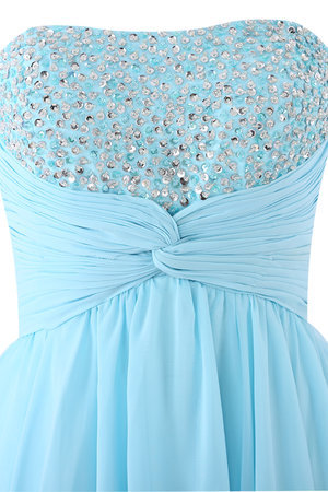 Robe de cocktail courte avec perle avec cristal avec sans manches avec chiffon