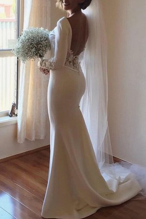 Robe de mariée décolleté dans le dos avec manche longue incroyable de sirène naturel