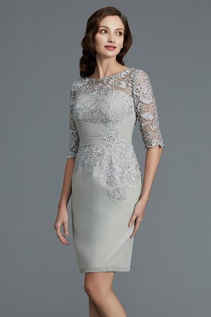 Robe mère de mariée courte naturel en 1/2 manche avec sans manches de fourreau