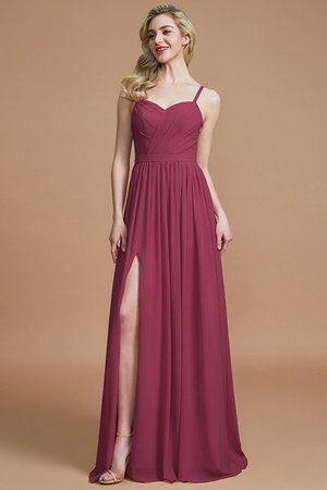 Robe demoiselle d'honneur de princesse manche nulle en chiffon ruché jusqu'au sol