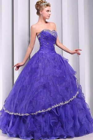 Robe de quinceanera naturel col en forme de cœur de mode de bal jusqu'au sol textile en tulle