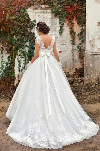 Robe de mariée longue intemporel de mode de bal avec nœud de traîne courte