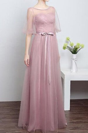 Robe de bal distinguee avec manche courte avec fleurs ceinture en étoffe avec nœud