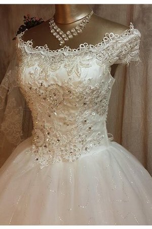 Robe de mariée de col entaillé en dentelle avec manche courte de mode de bal appliques