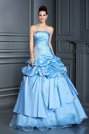 Robe de quinceanera longue col en forme de cœur de lotus jusqu'au sol en organza