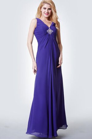 Robe demoiselle d'honneur plissage avec perle ruché de col en v en chiffon