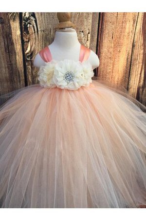 Robe cortège fille plissage textile en tulle avec perle manche nulle de lotus