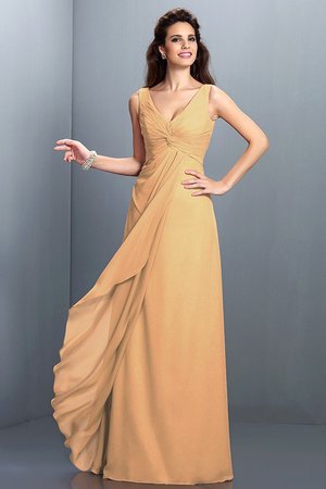 Robe demoiselle d'honneur plissage longue de princesse a-ligne bandouliere spaghetti