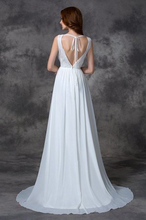 Robe de mariée longue ligne a avec perle sans dos v encolure