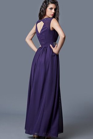 Robe de soirée elégant avec perle trou de serrure encolure ronde avec manche courte