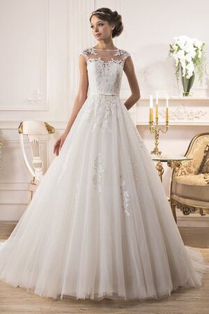 Robe de mariée plissé appliques longueur au ras du sol textile en tulle ligne a