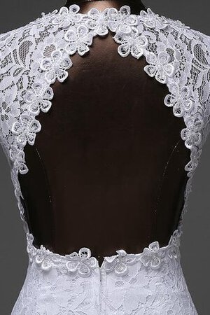 Robe de mariée naturel manche nulle cordon dos nu avec décoration dentelle