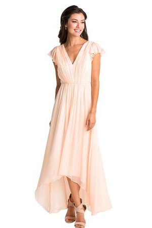 Robe demoiselle d'honneur nature romantique haut bas v encolure a-ligne