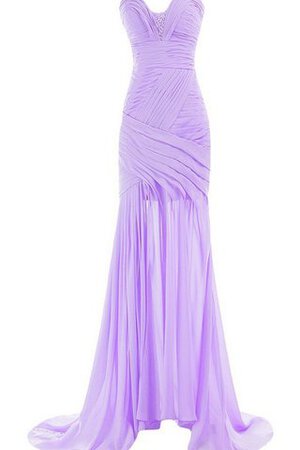 Robe mère de mariée ruché avec perle de traîne courte en chiffon fermeutre eclair