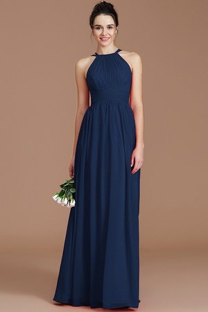 Robe demoiselle d'honneur naturel de princesse avec sans manches ruché avec chiffon