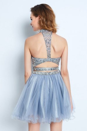 Robe de cocktail naturel courte de princesse avec perle 2 pice