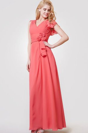 Robe demoiselle d'honneur plissé distinguee ligne a en chiffon avec fleurs