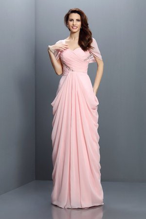 Robe demoiselle d'honneur longue a-ligne de princesse avec chiffon fermeutre eclair