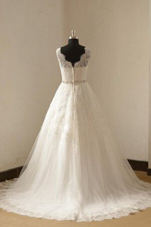 Robe de mariée festonné classique delicat ligne a manche nulle