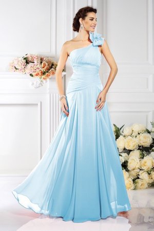 Robe demoiselle d'honneur plissage avec fronce manche nulle avec chiffon a-ligne