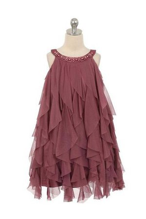 Robe cortège fille plissage avec perle textile en tulle de lotus ligne a