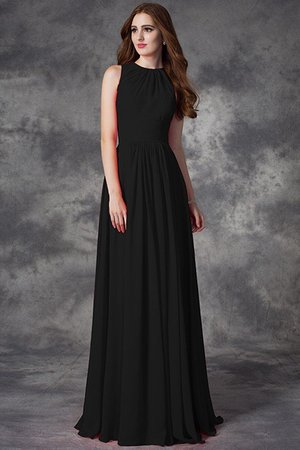 Robe demoiselle d'honneur naturel longue au niveau de cou de princesse en chiffon