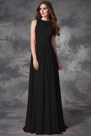 Robe demoiselle d'honneur naturel longue au niveau de cou de princesse en chiffon