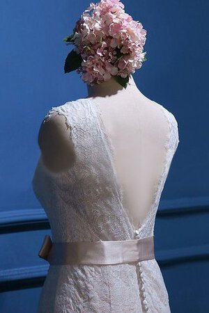 Robe de mariée naturel de sirène v encolure avec ruban ceinture