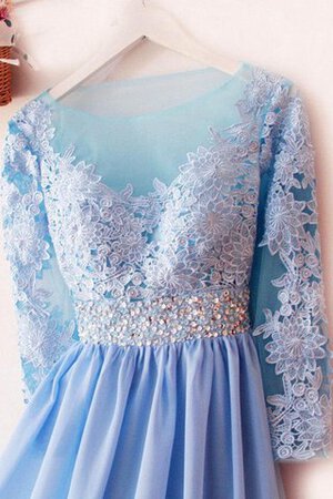 Robe de bal brillant encolure ronde en dentelle jusqu'au sol avec chiffon