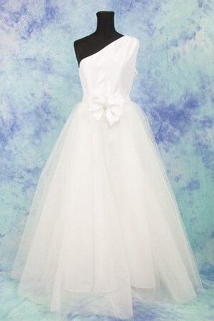 Robe de mariée longue fermeutre eclair avec nœud avec fleurs ligne a