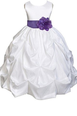 Robe cortège fille avec fleurs encolure ronde de lotus manche nulle ligne a