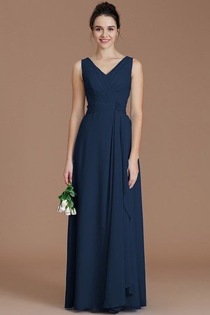 Robe demoiselle d'honneur avec chiffon ruché avec zip v encolure jusqu'au sol