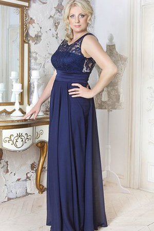 Robe de bal encolure ronde avec décoration dentelle manche nulle noeud avec chiffon