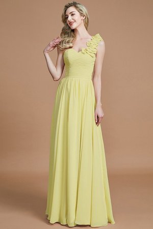 Robe demoiselle d'honneur naturel ligne a en chiffon de princesse avec sans manches