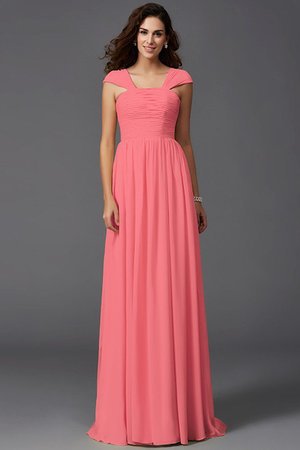 Robe demoiselle d'honneur en chiffon ligne a de lotus avec zip grandes bretelles